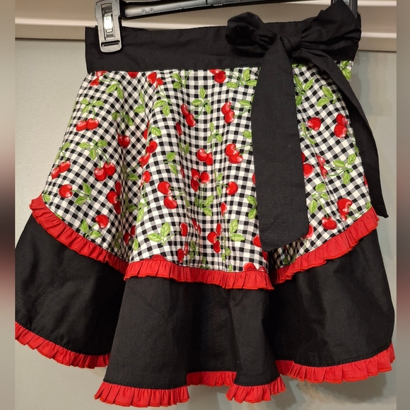 Sweet Love Other - Sweet Love Black and White Gingham Cherry Apron